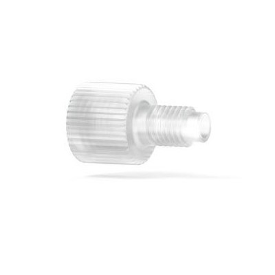 Upchurch Scientific English Threaded Adapter, 5/16-24 Flat-Bottom Female to 1/4-28 Flat-Bottom Male Thread, 3.20 mm Thru hole, PCTFE, 100/pk - P-681C - Click Image to Close